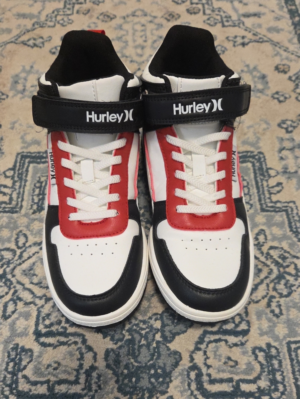 Hurley Kids Red White Black High-Top Sneakers with Strap